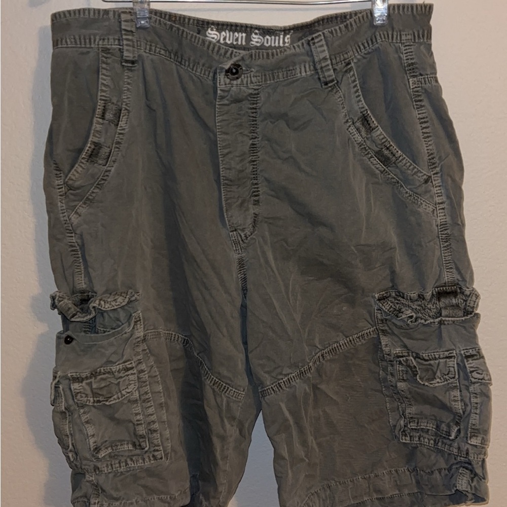 Gray Jean Shorts with Distressed Look